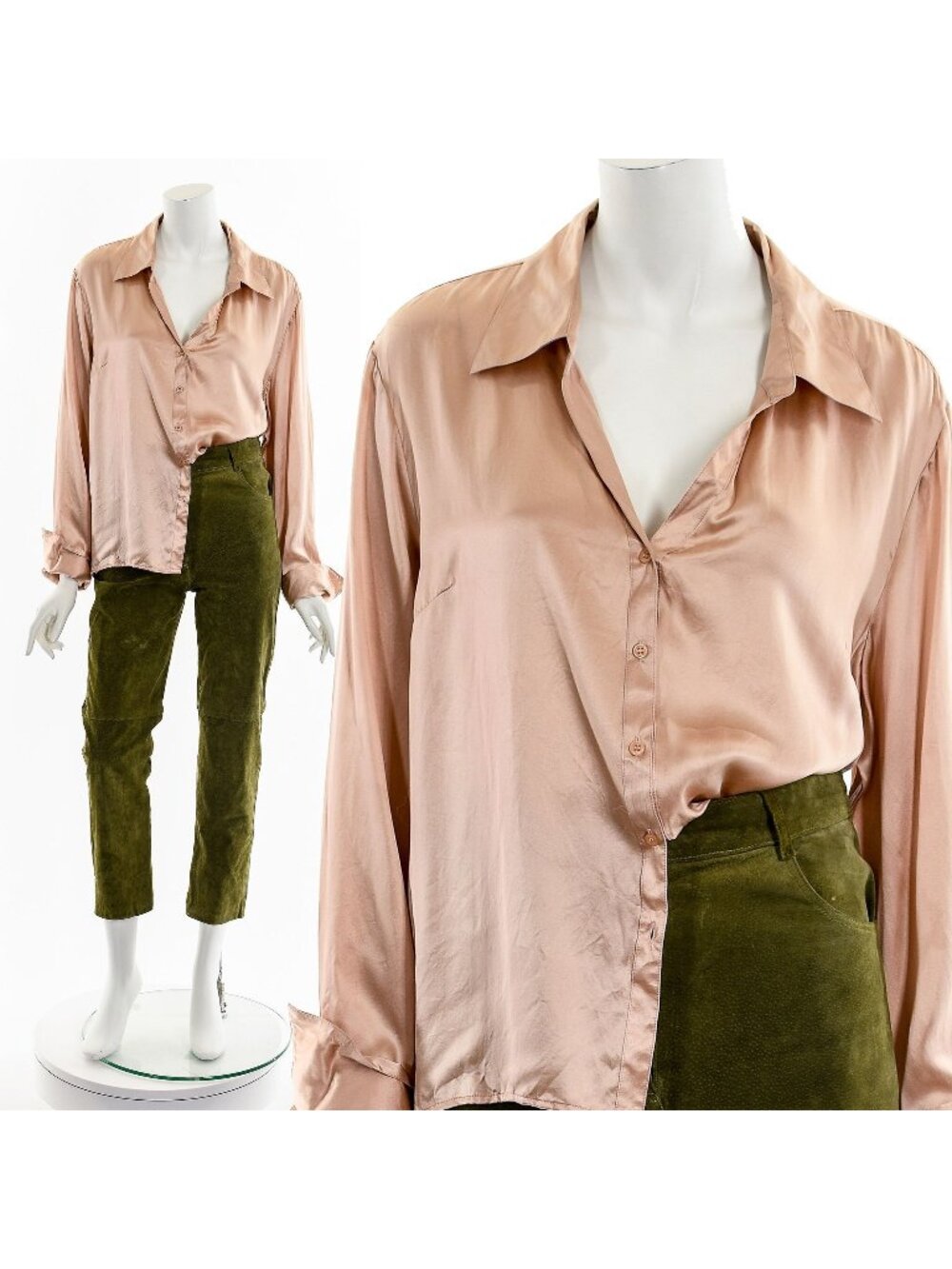 Vintage Silk Blouse Top 90s